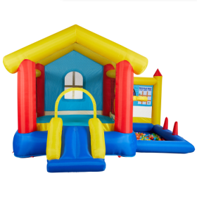 8 In 1 Inflatable Bounce House With Blower Basketball Hoop Ocean Balls Ring-toss Game Target And Sticky Ball Game For Kids