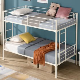 Twin Over Twin Metal Bunk Bed,Metal Structure Bedframe with Safety Guardrails and 2 ladders,Convertible Bunkbeds