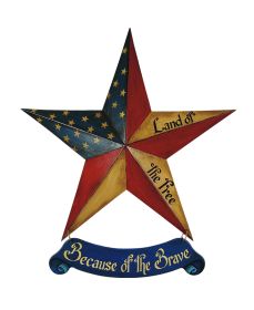 24 inch Americana Star Wooden Banner Wall DÃ©cor