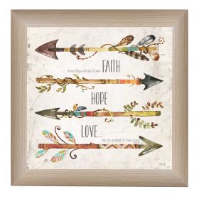 "Faith, Hope, Love" By Marla Rae, Printed Wall Art, Ready To Hang Framed Poster, Beige Frame