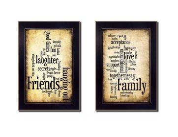 "Friends and Family Collection" 2-Piece Vignette By Susan Ball, Printed Wall Art, Ready To Hang Framed Poster, Black Frame