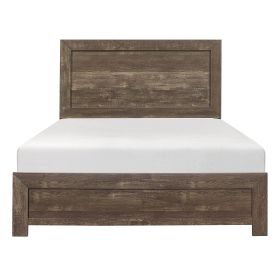 Rustic Brown Finish Full Size Panel Bed Wooden Bedroom Furniture 1pc, Bed in a Box