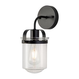 1-Light Wall Lamp with Clear Glass Shade, Modern Wall Sconce, Industrial Indoor Wall Light Fixture for Bathroom Living Room Bedroom Over Kitchen Sink