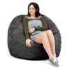 Jaxx Saxx 4 Foot Round Bean Bag w/ Removable Cover, Black