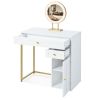 31.5'' Makeup Vanity Desk with Lighted Mirror, Luxury Dressing Table with 2 Drawers and 1 Cabinet, 3 Lighting Modes Available for Bedroom