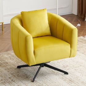 360° Swivel Accent Chair, Modern Velvet Fabric Living Room Armchair, Comfy Wide Upholstered with Fluffy Cushion and Metal Legs