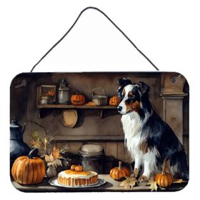 NEW Australian Shepherd Fall Kitchen Pumpkins Wall or Door Hanging Prints Aluminum Metal Sign Kitchen Wall Bar Bathroom Plaque Home Decor, 8HX12W