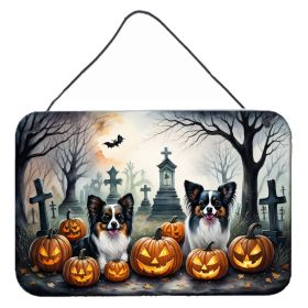 NEW Papillon Spooky Halloween Wall or Door Hanging Prints Aluminum Metal Sign Kitchen Wall Bar Bathroom Plaque Home Decor, 8HX12W, Multicolor