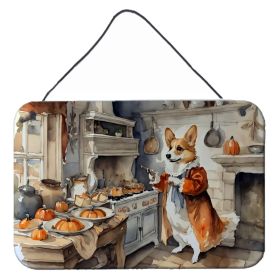 NEW Corgi Fall Kitchen Pumpkins Wall or Door Hanging Prints Aluminum Metal Sign Kitchen Wall Bar Bathroom Plaque Home Decor, 8HX12W, Multicolor