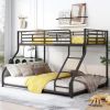 Metal Floor Bunk Bed, Twin XL over Queen, Black