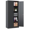 72"H Metal Garage Storage Cabinet, Black Tool Steel Locking Cabinet with Doors and 4 Shelves