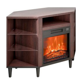 VEVOR Fireplace TV Stand for TVs 42", Media Storage Corner with 18" Fireplace, Storage Drawers & Cabinets