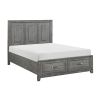 Gray Finish Queen Platform Bed with Storage Drawers Wooden Bedroom Furniture 1pc