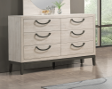 1pc Unique Design Contemporary Dresser Bedroom Wooden Furniture Solid Wood 6- Drawers Storage Beige White Finish