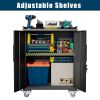 2 Door Tool Cabinets for Garage, Lockable Garage Storage Cabinet, Locking Metal Storage Cabinet with Wheels, Rolling Tool Chest