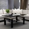 Rectangle Black Glass Coffee Table, Clear Coffee Table,Modern Side Center Tables for Living Room, Living Room Furniture