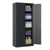 72"H Metal Garage Storage Cabinet, Black Tool Steel Locking Cabinet with Doors and 4 Shelves