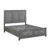 Gray Finish Queen Platform Bed with Storage Drawers Wooden Bedroom Furniture 1pc