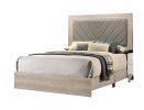 Contemporary 1pc Cream Finish Queen Size Bed Bedroom Furniture Gray V-Design Headboard Rubberwood 1pc Bedframe