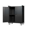 2 Door Tool Cabinets for Garage, Lockable Garage Storage Cabinet, Locking Metal Storage Cabinet with Wheels, Rolling Tool Chest