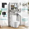 Over The Toilet Storage Cabinet with 4-Tier Side Adjustable Storage Shelves, Non-slip Freestanding Over Toilet Storage W/Hooks