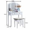 Wooden Vanity Make Up Table and Stool Set, Silver