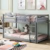 Twin-Over-Twin Floor Bunk Bed with Handy Ladder, Chic Gray Finish