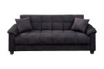 Contemporary Living Room Adjustable Sofa Ebony Microfiber Couch Plush Storage Couch 1pc Futon Sofa w Pillows