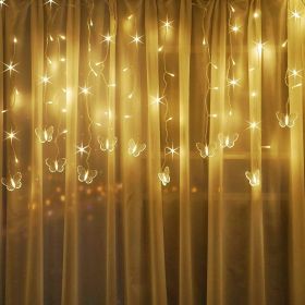 1pc LED Butterfly Curtain Fairy Lights USB Plug Firefly Twinkle String Lights; Christmas Lights Outdoor Waterproof String Lights With 10 Drops; Indoor (Color: Warm White)