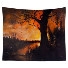 Halloween Night Tapestry Wall Hanging Haunted Woods and Pumpkins for Bedroom (Color: Q3, size: 150X200 cm)