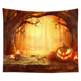 Halloween Night Tapestry Wall Hanging Haunted Woods and Pumpkins for Bedroom (Color: Q2, size: 130X150 cm)