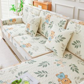 Summer latex ice silk sofa cover, all inclusive, universal cover, cat proof and scratch resistant sofa cover, universal cool mat, seat cushion (Color: Danyun Bear Leaf, size: 30*50cm cushion cover)