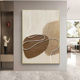 Handmade Oil Painting White and Beige Minimalist Wall Art Oversize Minimalist Painting on Canvas Neutral Textured Painting Brown Wall Decorative Paint (size: 60x90cm, Style: 01)