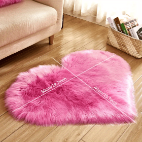 1pc Heart-Shaped Faux Sheepskin Area Rug - Soft and Plush Carpet for Home, Bedroom, Nursery, and Kid's Room - Perfect for Home Decor and Comfort (Color: Rose Red, size: 15.75*19.69inch)