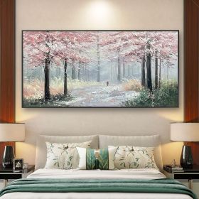 Hand Painted Oil Painting Blooming Colorful Tree On Canvas Abstract Plant Floral oil Painting Tree Landscape Bohemian Style Wall Deco Large Wall Art H (size: 50x100cm, Style: 01)