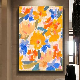 Handmade Oil Painting Canvas Wall Art Decor Original Orange Flower Painting Abstract Floral Painting Living Room Hallway Bedroom Luxurious Decorative (size: 60x90cm, Style: 01)