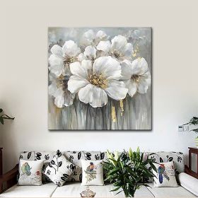 Hand Painted Oil Paintings Hand Painted Square Floral / Botanical Pop Art Living Room Hallway Bedroom Luxurious Decorative Painting (size: 90x90cm, Style: 01)