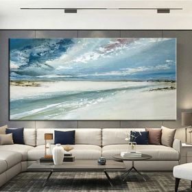 Hand Painted Oil Paintings Abstract Seascape Painting Beach Ocean  Living Room Hallway Luxurious Decorative Painting (size: 40x80cm, Style: 01)