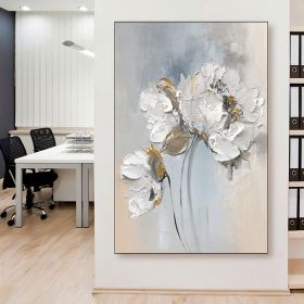 Handmade Oil Painting Fancy Wall Art Personalized Gifts Abstract White Floral Painting On canvas Large Flower Oil Painting Minimalist Modern Living Ro (size: 150x220cm, Style: 01)