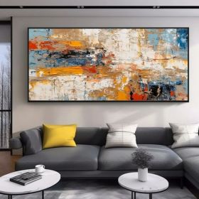 Modern abstract textured oil painting neutral minimalist oil painting hand painted customized painting bedroom living room decor home gift (size: 140x280cm, Style: 01)