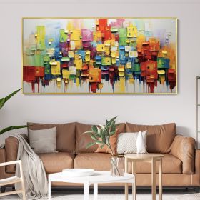 Handmade Oil Painting Abstract Urban Architecture Oil On Canvas Modern Texture Art Impasto Colorful Creative Home Wall Deco Palette Knife Painting Hol (size: 100x200cm, Style: 01)