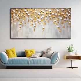 Hand Painted Golden Texture Knife Painting Abstract Autumn Leaves Landscape Oil Painting Home Wall Deco Original Modern Light Luxury Housewarming Gift (size: 40x80cm, Style: 01)