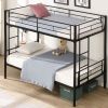 Bunk Bed Twin Over Twin Size with 2 Ladders and Full-Length Guardrail, Metal, Storage Space, No Box Spring Needed, Noise Free, Black