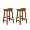 29-inch Bar Height Stools Set of 2pc Saddle Seat Solid Wood Casual Dining Home Furniture