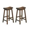 29-inch Bar Height Stools Set of 2pc Saddle Seat Solid Wood Casual Dining Home Furniture