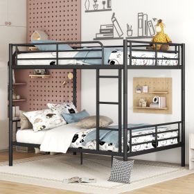 Full Over Full Metal Bunk Bed (Color: Black)