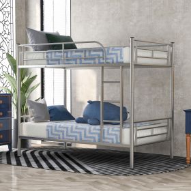 Twin Over Twin Metal Bunk Bed (Color: Silver)