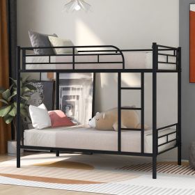 Twin Over Twin Metal Bunk Bed (Color: Black)