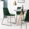 Modern Dining Chairs Set of 2;  Velvet Upholstered Side Chairs with Golden Metal Legs for Dining Room Furniture