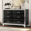 Elegant High Gloss Dresser with Metal Handle,Mirrored Storage Cabinet with 6 Drawers for Bedroom,Living Room